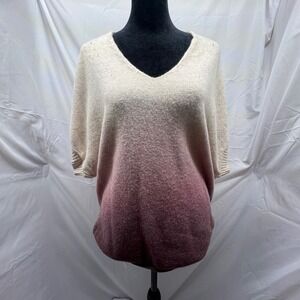 The Limited Ombre V Neck Short Sleeve Sweater Gradient Purple Beige Size‎ Small